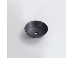 QeramiQ Dely Waskom - 40x40x15cm - rond - keramiek - mat zwart
