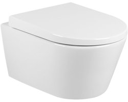 QeramiQ Urby Wandtoilet - 52x35x33cm - spoelrandloos - zonder zitting - glans wit