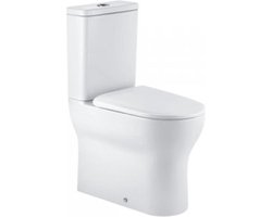 QeramiQ Winner toiletset - 36.6x64.6x87.7cm - staand - verhoogd +6cm - spoelrandloos - met duoblok reservoir - softclose zitting - keramiek - glans wit