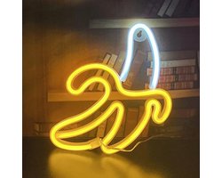 QiaoFei LED Banana Neon Sign Lights Kid's Gift Hanging Decorative Neon Light USB or Battery Operated for Home Bedroom Bar Restaurant Christmas Birthday Party Gift Art Wall Decoration Light