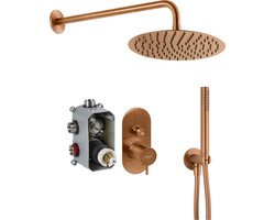 Qisani Flow inbouw regendoucheset Ø25cm copper