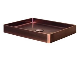 Qisani Vanity wastafel 47x32x8 Copper / Koper, incl. vaste plug 181324