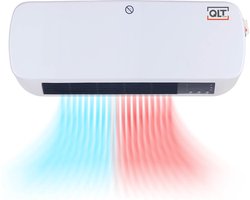 QLT 2-in-1 Keramische Kachel met Wandmontage - Elektrische Wandkachel – Verwarming met Temperatuurregelaar 10°C tot 49°C - Timer en Weekschema - Wit