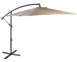 QLT Luxe XXL Zweefparasol met Parasolhoes - Ø 300 cm - Kantelbaar - Verstelbare Kantelhoek - Met parasolvoet - Waterbestendige Ronde Parasol - Taupe