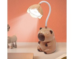QORA® Bureaulamp Kinderkamer - Bureaulamp Roze - Tafellamp Kinderkamer - Bruin - 9cm x 9cm x 28cm