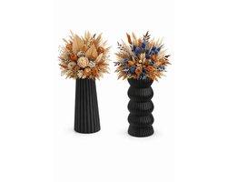 QORVANE Home Luxe 2-Delige Zwarte Vaas Set – Decoratieve Design Vazen voor Moderne Woondecoratie