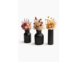 QORVANE Home Luxe 3-Delige Zwarte Vaas Set – Decoratieve Design Vazen voor Moderne Woondecoratie