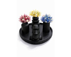 QORVANE Home Luxe 5-Delige Zwarte Decoratieset met 3 Design Vazen, Decoratief Beeld en Ronde Tray – Moderne Woondecoratie