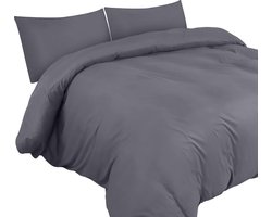 QPFO® Dekbedovertrek set microvezel - 200x200 cm grijs - Inclusief kussenslopen