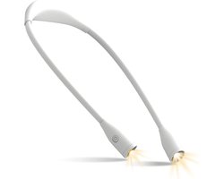 QTTVBTNA - 1 Stuk LED Neklamp – USB Oplaadbare Leeslamp met 3 Lichtkleuren & 9 Helderheidsniveaus – Flexibele Armen, Handsfree & Lichtgewicht – Comfortabel en Energiezuinig – Voor Lezen, Breien, Haken, Naaien, Reparatie en Camping – Wit