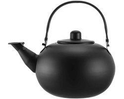 QTTVBTNA – 1 Stuk RVS Fluitketel - 1.3L - Theeketel Voor Inductie en Gasfornuis - Snel Water Koken Voor Thee Koffie en Dranken - Hittebestendig Met Ergonomische Handgreep - Lichtgewicht Draagbaar Voor Thuis en Outdoor Gebruik - zwart