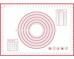 QTTVBTNA - 1 stuk Siliconen Bakmat - Anti-Aanbak Onderlegger - voor Bakken en Koken, Deegrolmat - Keukengerei voor Koekjes, Pizza en Brood - 70x50 cm - rood