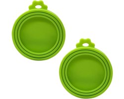 QTTVBTNA -2 Stuks Universele Deksel voor Honden- en Kattenvoerblikken – Geschikt voor Kleine & Middelgrote Blikjes – Duurzaam Huisdier Accessoire – Groen