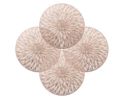 QTTVBTNA - 4-delige Set Placemat - PVC - Herbruikbaar en hittebestendig - Tafelaccessoire - Tafeldecoraties - Roze Goud - Ø38cm