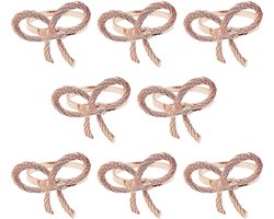 QTTVBTNA - 8 Stuks Metalen Servetringen - Bloem & Vlinder Design - Uitgeholde Servetringen voor Bruiloft & Kerst - Luxe Tafeldecoratie voor Hotel & Feestzaal - Roze Goud