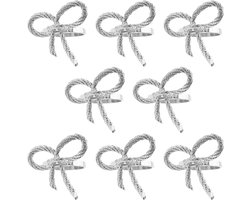 QTTVBTNA - 8 Stuks Strikservetringen - Metalen Servetringen met Vlinder & Bloem Motief - Feestelijke Tafeldecoratie voor Bruiloft & Kerst - Luxe Servethouders voor Hotel & Feestzaal - Tafelaccessoires - Zilver