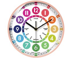 QTTVBTNA -Educatieve Kinderklok Zonder Tikken – Leerklok met Duidelijke Wijzers en Grote Cijfers – Perfect voor Leren Klokkijken