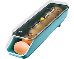 QTTVBTNA - Ei Opbergdoos - Automatisch Rollend Eierdoos - Met vershoudmarkering - Voor Koelkast & Keuken - Stapelbaar - 7 Eieren - Blauw - 33x9,2x7,5cm - 1 stuk