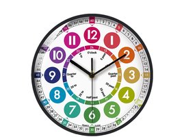 QTTVBTNA -Kinderen Wandklok – Stil & Kleurrijk – Leer Klokkijken Gemakkelijk – Educatieve Klok Zonder Tikgeluid – Ideaal voor Kinderkamer of Klaslokaal