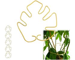 QTTVBTNA - Plantensteun - Plantenring - Stabiele Steun voor Klimplanten - Geschikt voor Binnen- en Buitenpotten - Bevorder plantengroei - Goud - 18x16 cm - 5 Stuks