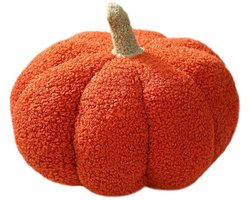 QTTVBTNA Pluche Pompoen Kussen - Halloween– Zacht & Decoratief – 20 cm – Pluche Sierkussen in Rood