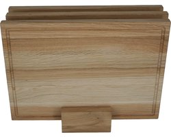 QualiCookr | Eiken Serveerboard Set (4pcs) | Borrelplank | Kaasplank | Tapasplank | Serveerplank | Hapjesplank | Snijplank