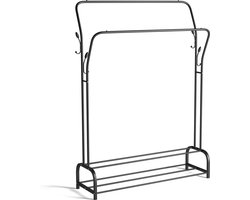 Qualihome Kledingrek - Garderoberek - Kledingrek met Schoenenrek - Kledingrek Metaal - Zwart 33x110x150 cm (LxBxH)