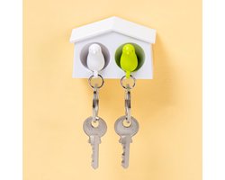 Qualy Mini Sparrow Duo Sleutelhanger - Wit/Groen