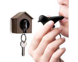 Qualy Sleutelhanger vogelhuisje Sparrow Bruin / Zwart ABS 4,5×6,8×7,3cm 80g