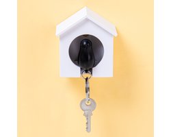 Qualy Sparrow Sleutelhanger - Wit/Zwart