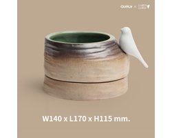 Qualy x LAMUN LAMAI  - Groen Planten Pot “Deskscape Plant Pot” W140 x L170 x H115 mm 1000 gr Voor Kantoor, Balie, Binnen Tafel & Buiten Tuin