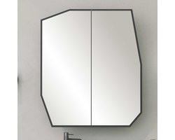 Quartz Badkamerkast | 100% MDF | Zwart - Emob - Badkamer spiegelkast - Zwart - Spiegel; MDF