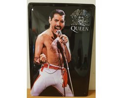 Queen freddy mercury Reclamebord van metaal 30 x 20 cm GEBOLD BORD MET RELIEF METALEN-WANDBORD - MUURPLAAT - VINTAGE - RETRO - HORECA- WANDDECORATIE -TEKSTBORD - DECORATIEBORD - RECLAMEPLAAT - WANDPLAAT - NOSTALGIE -CAFE- BAR -MANCAVE- KROEG- MAN CAV