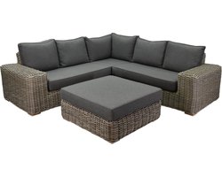 Queen hoek loungeset 4 delig grijs wicker