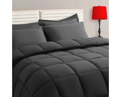 Queen Size 7-delig Bed in a Bag Set - Reversible Comforter, Lakens & Kussenslopen in Donkergrijs