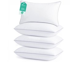 Queen Size Kussens Set van 4 - Luxueuze Bed Kussens voor Zij-, Rug- en Buikslapers - Alternatieve Donzen Vulling - Wit, 50x76 cm