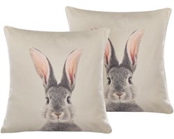 QUERCUS - Sierkussen set van 2 - Taupe - 45 x 45 cm - Polyester