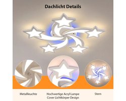 Questyr - 27 inch LED-sterplafondlamp met RGB - op afstand dimbare verlichting van 3000-6000 K - moderne stervormige plafondlamp voor kinderkamer