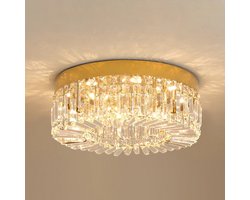 QUESTYR Luxe Kristallen Plafondlamp – Gold – 40 cm – 3‑Ring LED Kroonluchter – 3‑Kleur Schakelbaar – Modern Design