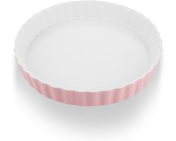 Quicheform Keramiek Ø25cm - ronde taartvorm - keramische ovenschaal - quichevorm - roze - 26 x 26 x 4 cm