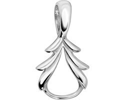 Quiges – 925 - Zilver – Charm - Bedel - Hanger - Carrier Vorm Kerstboom Abstract - met – sterling - zilver - karabijnslot - geschikt - voor - Bedelarmband HC379