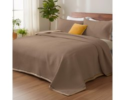 Quilt Bed Throw Set - 3-delig - Lichtbruin - 220 x 240 cm