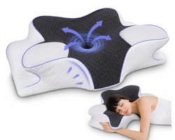 Quincs® ergonomisch hoofdkussen - vlinderkussen - hoofdkussen nekklachten - orthopedisch kussen - Voor Rug-, Buik- en Zijslapers - Memory Foam - Traagschuim Slaapkussen - Kussen - Ergonomisch Kussen