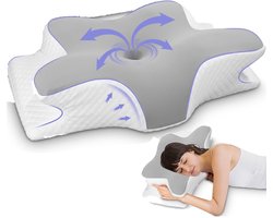 Quincs® Hoofdkussen - Vlinderkussen - Hoofdkussen Nekklachten - Ergonomisch Hoofdkussen - Ergonomisch Kussen - Apneu kussen - Traagschuim Kussen - Voor Rug-, Buik- en Zijslapers - Memory Foam