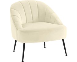 Quincy-Lounge stoel in fluweel metaal crÃƒÂ¨me wit