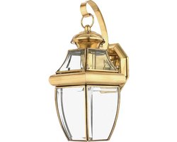 Quoizel LED Wand Buitenlamp Newbury | 1X E27 Max 60W | IP44 | Dimbaar | Lacquered Polished Brass