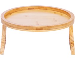 QUVIO Armleuning dienblad met inklapbare armen - Armleuning organizer - Bank dienblad - Armleuning dienbladen - Bankleuning dienblad - Bankleuning tafeltje - Blad voor armleuning - Bamboe - Bruin