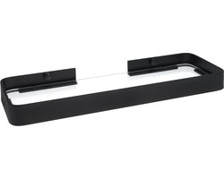 QUVIO Badkamerplank - Planchet - Badkamerrekje - Wandrek - Doucheplank - Shampoo rekje - Badkamer organizer - Badkamerplankje - Metaal - Glas - Zwart - 12 x 35 x 3 cm