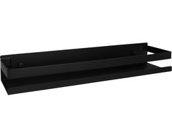 QUVIO Badkamerplank - Planchet - Badkamerrekje - Wandrek - Doucheplank - Shampoo rekje - Organizer - Badkamer plank - Metaal - Zwart - 11 x 40 x 6 cm