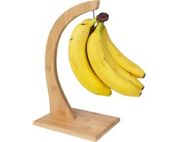 QUVIO Bananenhouder - Druivenhouder - Fruithouder - Fruitmand - Fruitschaal - Bananenhanger - Bananenhaak - Hout - Bruin